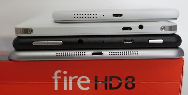 TE507/FAW、Chuwi Hi8、Fire HD 8、iPad mini3を並べて表示